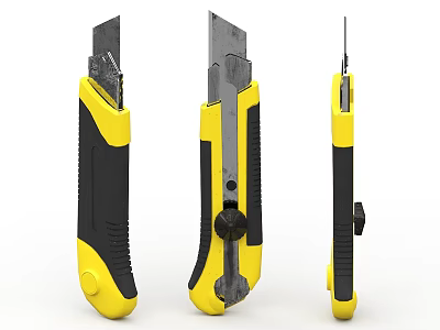 Hardware Tools Utility Knives With Three Different Styles Yellow Black Handles And Ergonomic Grip 3d model