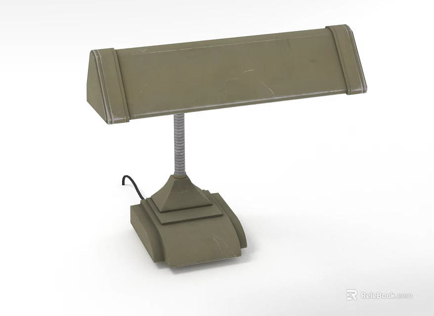 Olive Green Adjustable Desk Lamp With Metal Stand And Rectangular Shade 3d model 