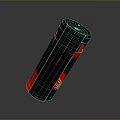 Sleek Black Red Cylindrical Portable Speaker With Modern Design And Compact Size