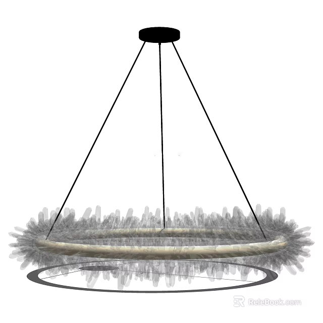 Elegant Modern Circular Chandelier With Feather Like Decorative Design For Home 3d model 