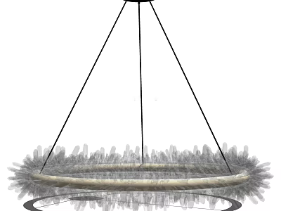 Elegant Modern Circular Chandelier With Feather Like Decorative Design For Home 3d model