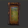 Ornate Carved Golden Frame With Landscape Painting For Home Decorative