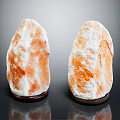 Natural Decorative Stones With Orange White Veins On Wooden Bases