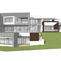 Modern Hotel Building With Contemporary Design Swimming Pool And Glass Windows
