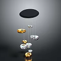 Modern Wind Chime With Black Circular Top And Gold Silver Pendants