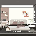 Modern Kids Room Interior Design With Cozy Bed Desk Bookshelf Toys And Decorative Rug
