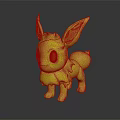 3D Orange Creature Character Standing With Large Ears Fluffy Collar And White Tipped Tail