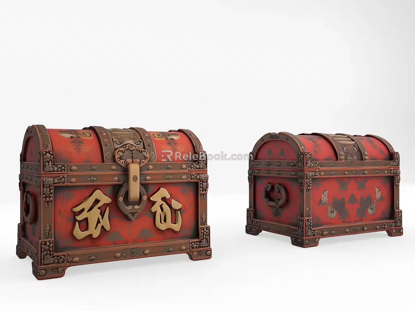 Chinese Style Retro Other Sicks Ancient Treasure Box Retro Treasure Box Modern Retro Leather Box Wooden Box Treasure Box Retro Storage Box 3d model