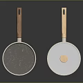 Household Cooking Pots With Light Gray Body Wooden Handles And Transparent Glass Lid