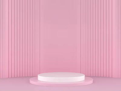 Eye-catching Inflatable Model Display On White Circular Platform With Pink Striped Background 3d model