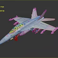 Detailed Military Aircraft Model With Cockpit Weapons And Wings On Dark Background