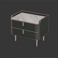 Modern Green Nightstand With White Marble Top Two Drawers And Metal Legs