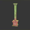 Decorative Classical Stone Column With Textured Shaft And Green Pedestal Base 3d model