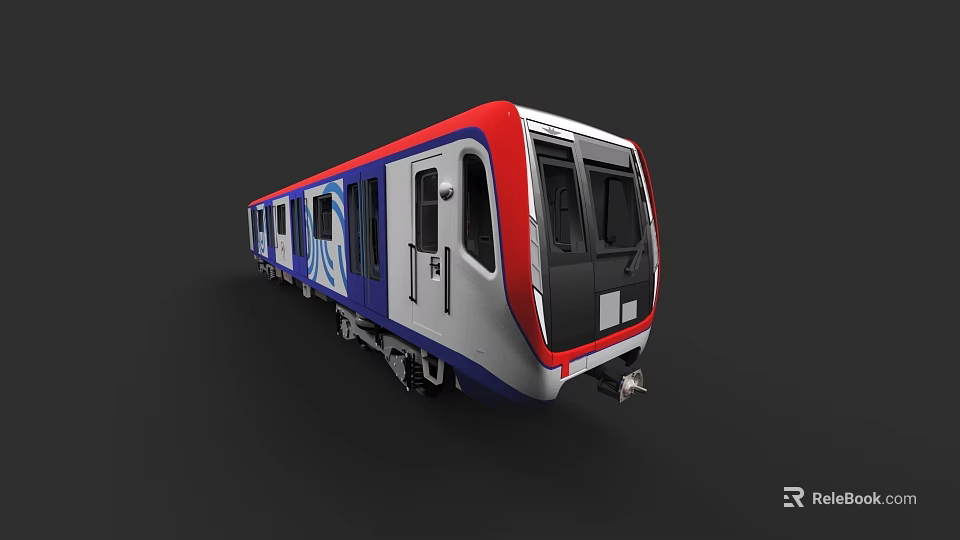 Modern Red White Blue Subway Train Stylish Exterior For Urban Transit 3d model 