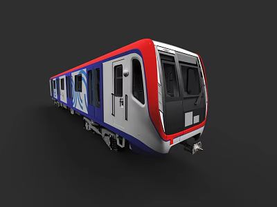 Modern Red White Blue Subway Train Stylish Exterior For Urban Transit 3d model