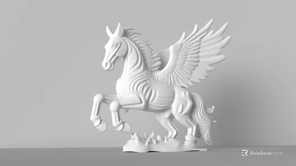 White Winged Horse Pegasus Sculpture As Decorative Garden Ornament For Outdoor Spaces 3d model 