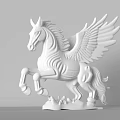 White Winged Horse Pegasus Sculpture As Decorative Garden Ornament For Outdoor Spaces