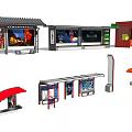 Modern Bus Station Designs With Shelters Advertising Displays and Seating Areas