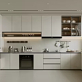 Modern Kitchen Interior With White Cabinets Island Counter And Stainless Steel Appliances
