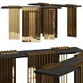 Elegant Modern Console Table With Golden Vertical Stripes And Black Top 3d model