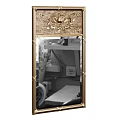 Elegant Ornate Gold Framed Mirror With Intricate Top Decorative Design