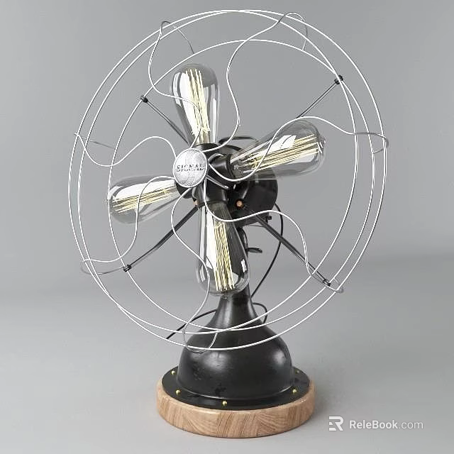 Vintage Air Conditioning Fan With Metal Wire Grill And Black Base Design 3d model 