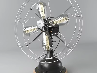 Vintage Air Conditioning Fan With Metal Wire Grill And Black Base Design 3d model