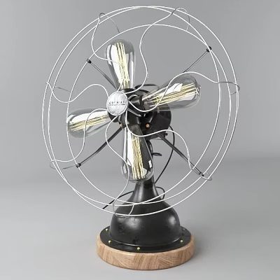 Vintage Air Conditioning Fan With Metal Wire Grill And Black Base Design 3d model