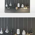 Modern chandelier simple black and white gray group lamp 3d model
