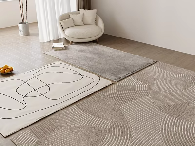 Square Area Rugs In Minimalist Living Room Setup 3d model