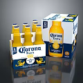 Corona Extra Beer Bottles In Yellow Design With 6 And 12 Pack Blue Packaging