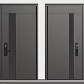 Modern Security Door With Metal Construction Vertical Stripes And Electronic Lock Design 3d model