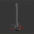 Gray Mechanical Bracket Design With Curved Arm Red Circular Base And Flat Panel
