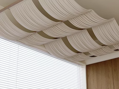 Suspended Hanging Curtain Ceiling Chinese Fabric Decorative Curtain 3d model