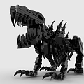 Black Building Blocks Dinosaur Model With Sharp Teeth Spiked Back And Mechanical Claws 3d model