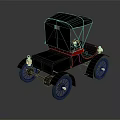 Vintage Black Classic Car With Red Trim And Retro Roof Design Details