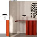 Stylish Red Console Table With Black Table Lamp White Vase And Zebra Pattern Artwork 3d model