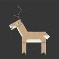 Pixel Art Deer Figurine With Brown Antlers Standing On Black Reflective Surface