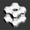 3D Geometric Metallic Silver Hexagonal Ring Structure With Shiny Reflective Surface