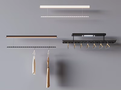 Modern Wall Mounted Hangers With Different Colors And Functional Hooks Design 3d model