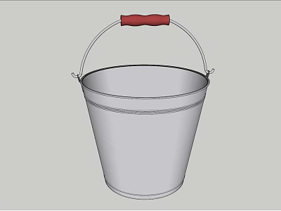 Essential Durable Metal Washing Bucket With Red Handle For Household Cleaning 3d model