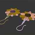 Sunflower Shaped Earrings With Yellow Petals And Hook Design For Daily Use
