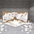 Elegant Photo Check In Spot With Mountain Shaped Backdrop Firework Decorations And City Skyline