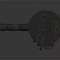 Metal Industrial Device with Curved Pipe Cylindrical Body Top Lid and Reflective Base Design