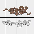 Modern Home Wall Decor Featuring Curved Orange And Silver Sculptural Art Design