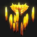 Glowing Yellow Crystal Cluster With Sharp Luminous Spikes And Bright Edges
