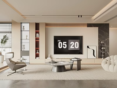 Modern Living Room Interior With TV Wall Coffee Table Sofa And Decorative Elements 3d model