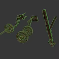 Rusted Vintage Train Parts With Metal Wheels And Brackets On White Background
