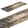 Outdoor Natural Stone Pathway With Irregular Slabs And Scattered Pebbles Design 3d model