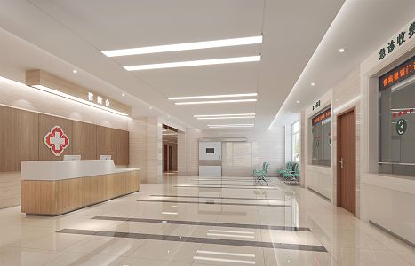 Modern Hospital Hall Foyer 3d model